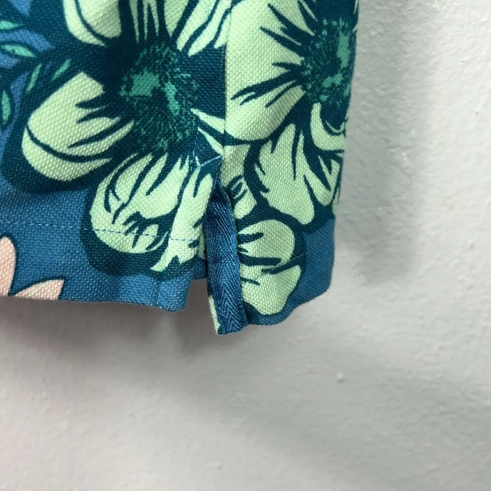 Nike Dri Fit Blue Tropical Floral Short Sleeve Crop Polo Large - Picture 5 of 8